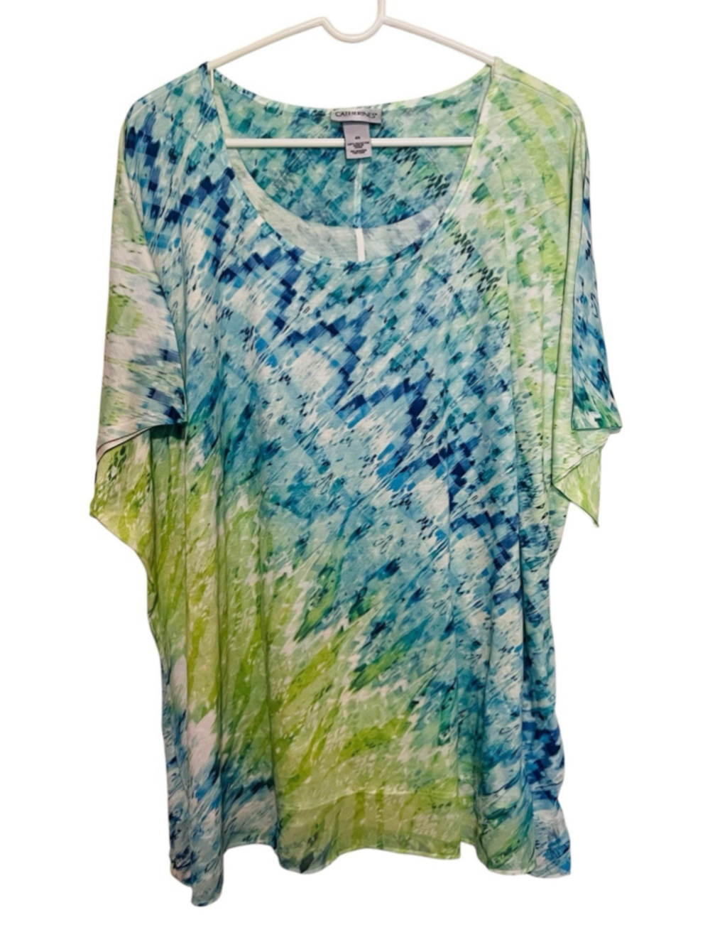 Catherine's Short Sleeve Tee 4X Blue Green T-Shirt Watercolor T-shirt Top
